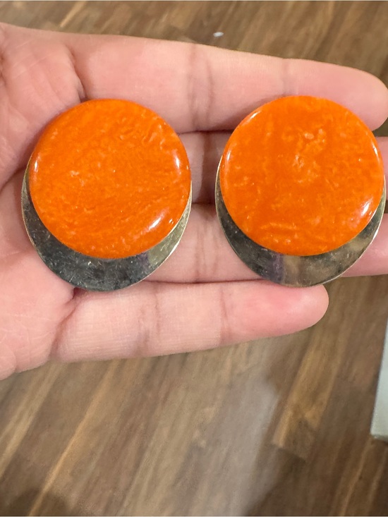 Jewelry - 1980s vintage Vibrant Orange  clip on earrings